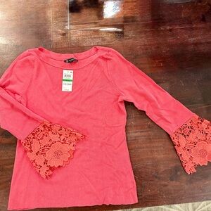 INC International Concepts Coral Lace Sleeve Blouse